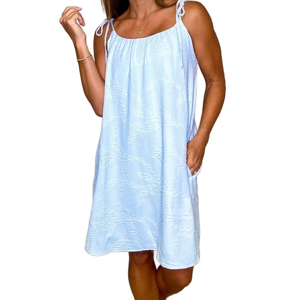 Elegant Light Blue Tie Strap Dress